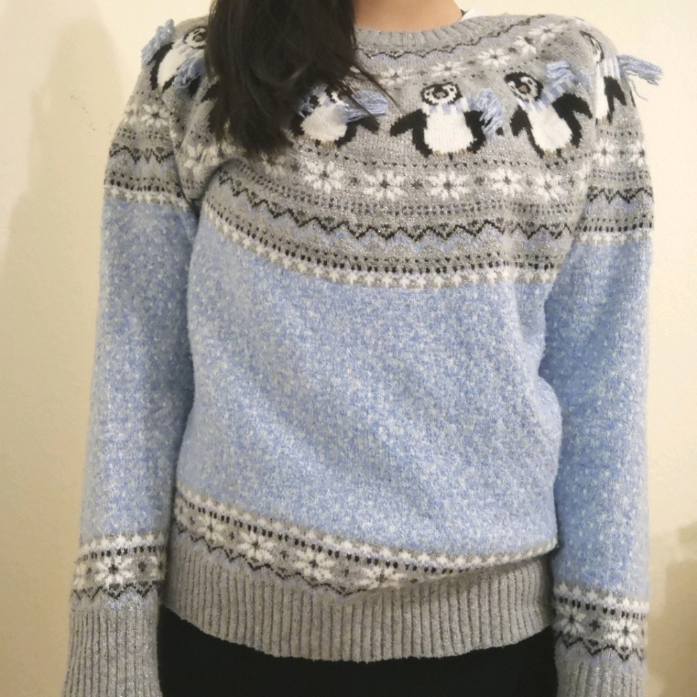 Cute Fair Isle Penguin Sweater Holiday Christmas